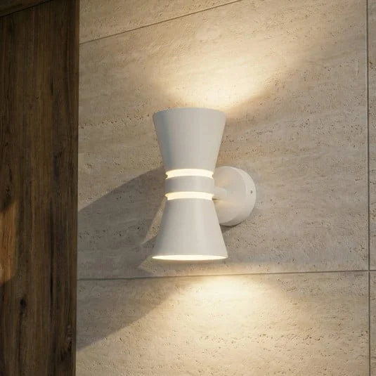 Aplique LED para exterior Lucande Meravi, blanca, 2 luces, IP44