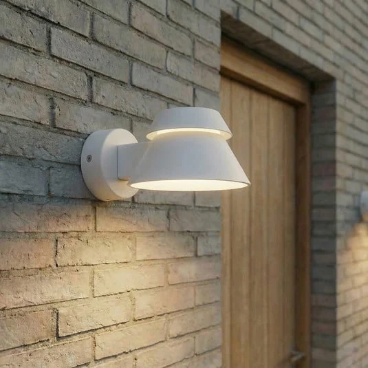 Aplique LED para exterior Lucande Moena, gris claro, metal, IP44