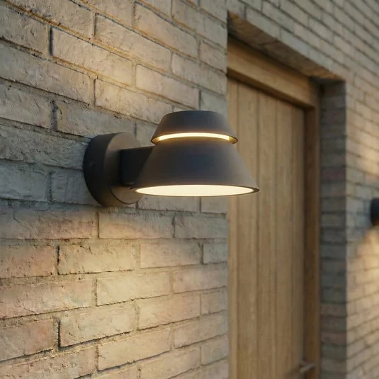 Aplique LED para exterior Lucande Moena, negra, de metal, IP44