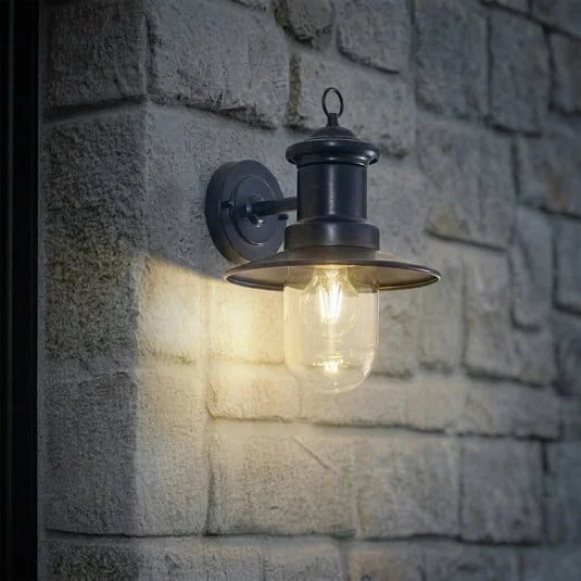 Aplique de pared Lindby Eloretta, negro/azul, acero, IP44, E27