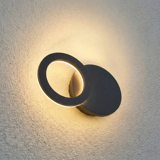 Aplique LED para exterior Lindby Ilveo, negra, IP54, orientable
