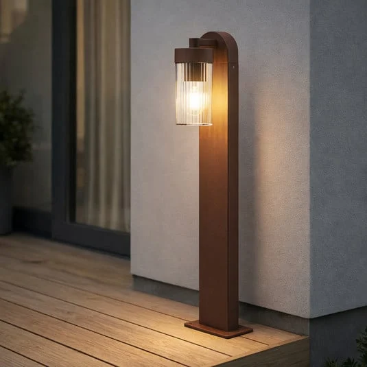 Bolardo luminoso Lindby Kaliro, óxido, 60 cm, E27, IP54