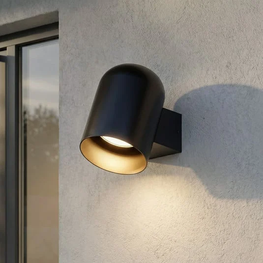 Aplique de exterior Lindby Lupil, negro, metal, GU10, IP44