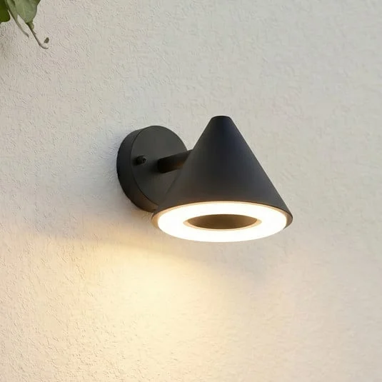 Aplique LED para exterior Lindby Soran, negra, metal, IP44