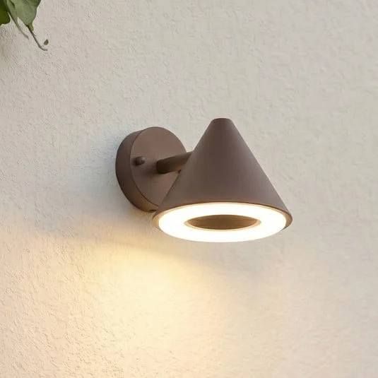 Aplique LED para exterior Lindby Soran, marrón, metal, IP44