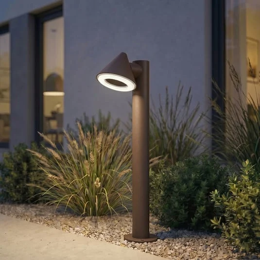 Bolardo luminoso LED de exterior Lindby Soran, marrón, 60 cm, metal, IP44