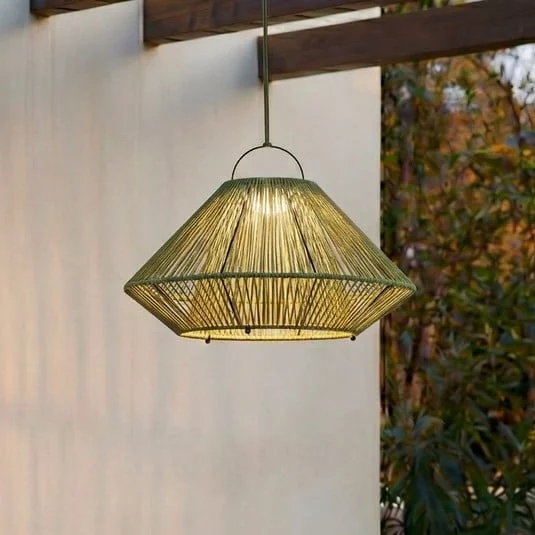 Lámpara colgante solar LED Lindby Austas, verde, Ø 50 cm, USB, IP54
