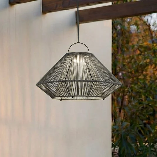 Lámpara colgante solar LED Lindby Austas, gris, Ø 50 cm, USB, IP54