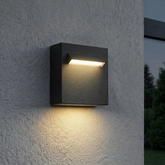 Aplique LED para exterior Lucande Joril, 9,4 cm, negra, IP65