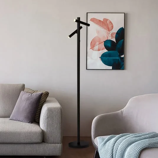 Lámpara de pie LED recargable 10460BK, negra, altura 127 cm, CCT 2 luces
