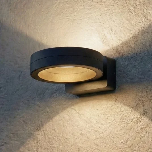 Aplique LED para exterior Lindby Selviro, antracita, Ø 20 cm, IP65