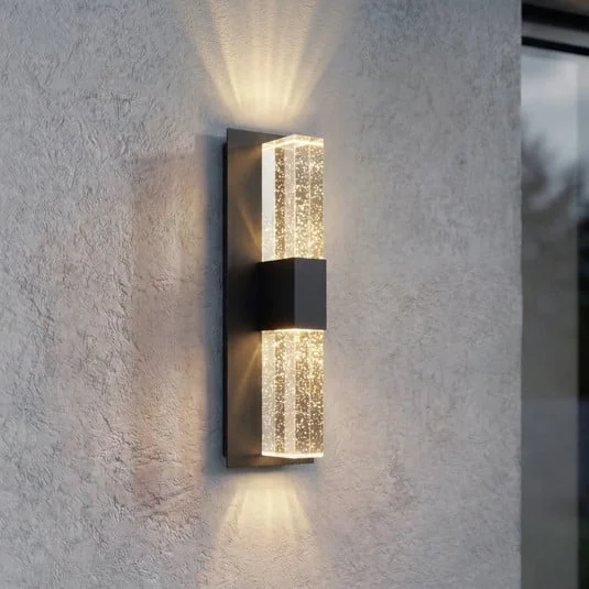 Aplique LED para exterior Lucande Velune, antracita/transparente, 46 cm, CCT