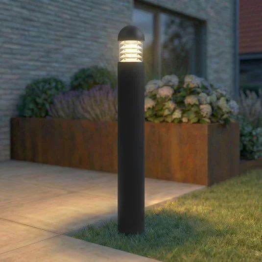 Bolardo luminoso LED Skagena de Lucande, antracita, altura 90 cm, IP54
