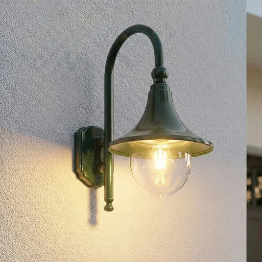 Aplique de exterior Lindby Daphne, verde, metal, E27, IP44