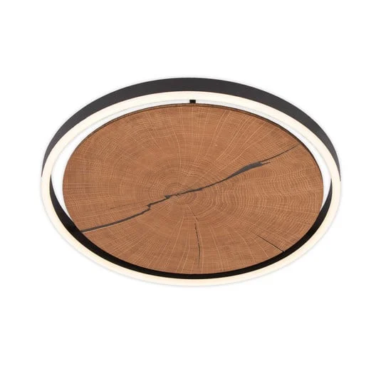 Plafón LED Havana S, madera/metal, Ø 40 cm