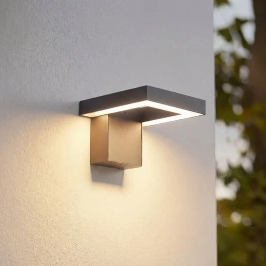 Aplique LED para exterior Lindby Orbin, gris, inclinable, CCT, IP54