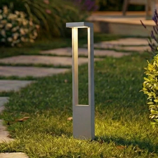 Bolardo luminoso LED Lindby Lonete, gris piedra, altura 65 cm, IP65