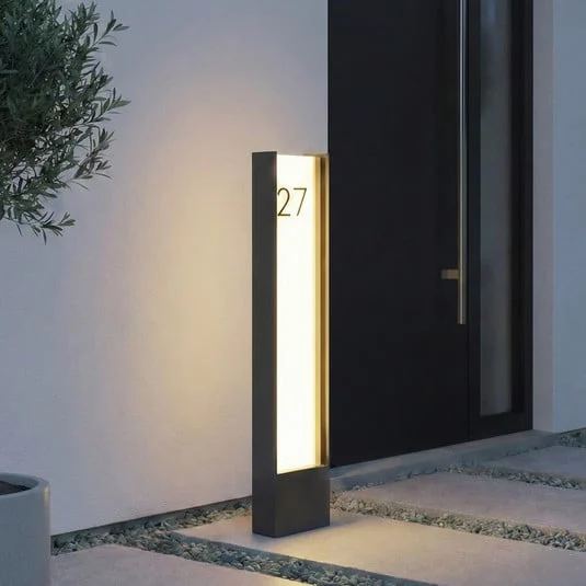 Lindby Bolardo luminoso LED Selqa, número de casa, antracita, IP65