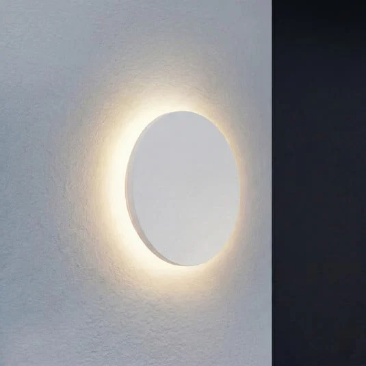 Aplique LED para exterior Lindby Selinel, blanco, Ø 23 cm, número de casa