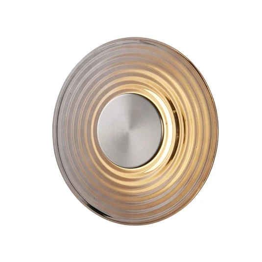 Aplique de pared LED Cleo, gris/color níquel, Ø 30 cm, cristal