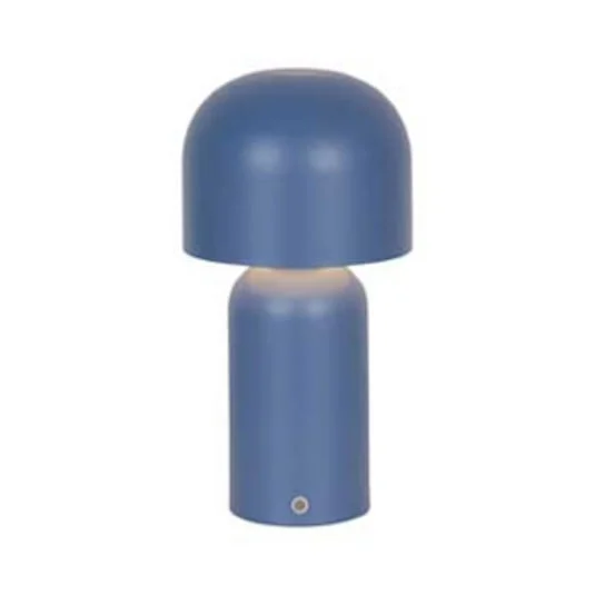 Lámpara de mesa LED recargable Niko, azul, altura 26 cm, metal, atenuador