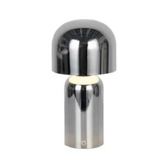 Lámpara de mesa LED recargable Niko, color cromo, altura 26 cm, metal