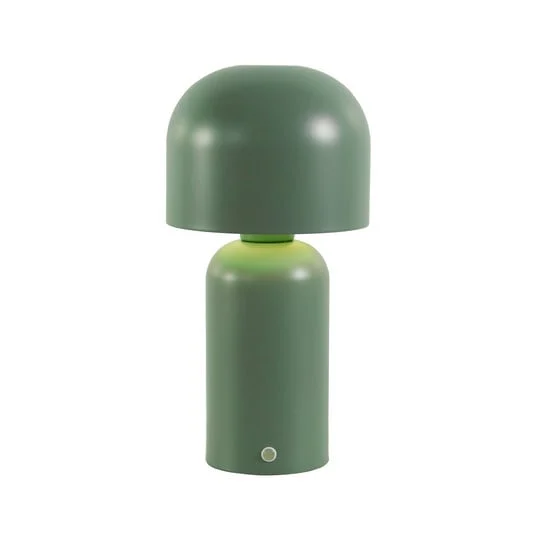 Lámpara de mesa LED recargable Niko, verde oliva Altura 26 cm, metal atenuador