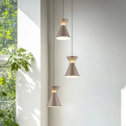 Lámpara colgante LED Helestra LUK, 3 luces, marrón, atenuable