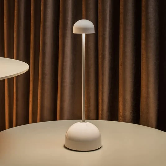 Lámpara de mesa recargable LED MARSET Sips, blanco/plata, 31 cm, acero