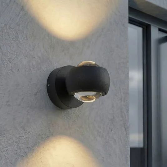 Foco LED de exterior Lindby Focra, negro, 2 luces, CCT, IP54