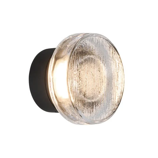 Aplique LED para exterior MARSET Roc, Ø 14 cm, negro/translúcido