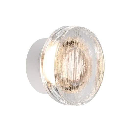 Aplique LED para exterior MARSET Roc, Ø 17 cm, blanco/translúcido