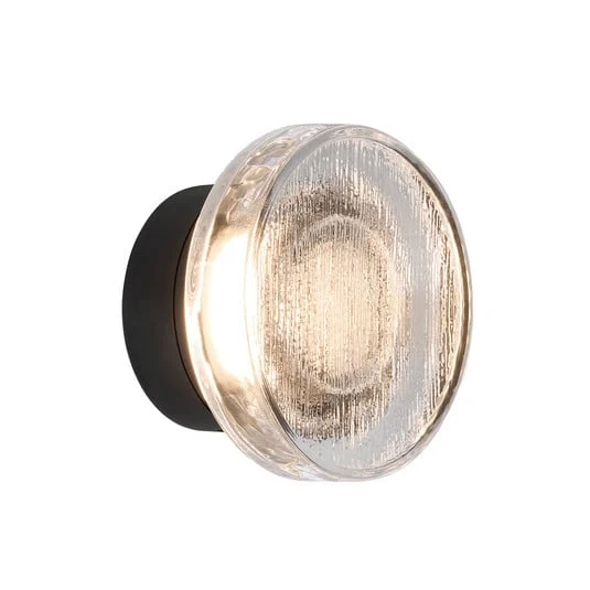 Aplique LED para exterior MARSET Roc, Ø 17 cm, negro/translúcido
