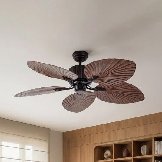 Ventilador de techo Lucande Silvaris, Ø 132 cm, acabado en madera, DC,