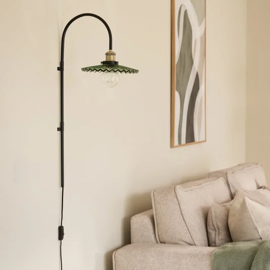 Aplique de pared Globen Lighting COBBLER, verde, altura 75 cm, cristal