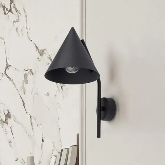 Aplique de pared Cono, 1 luz, negro, E27