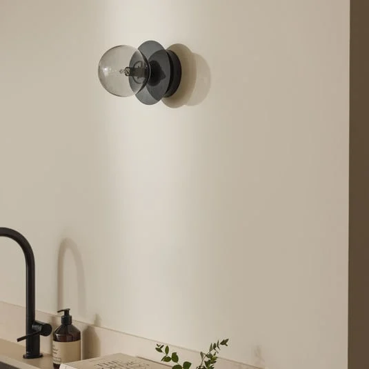Aplique de pared Globen Lighting ART DECO, negro/gris Ø 16 cm IP44