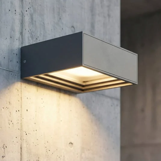 Aplique de pared LED Lucande Ashkan, antracita, IP65