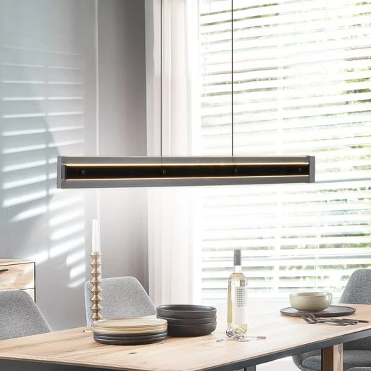 Schöner Wohnen lámpara colgante LED Lena, negra, atenuable, elevable