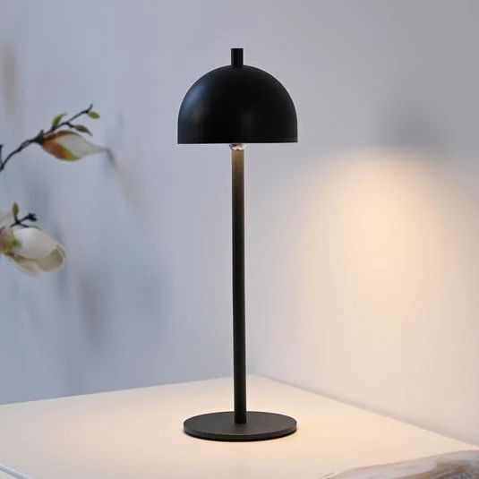 SCHÖNER WOHNEN Lámpara de mesa LED recargable Bellies, negra, IP54