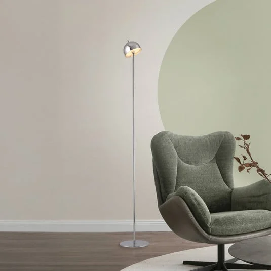 Lámpara de pie LED recargable Bellis cromada de Schöner Wohnen, IP54, 3000 K