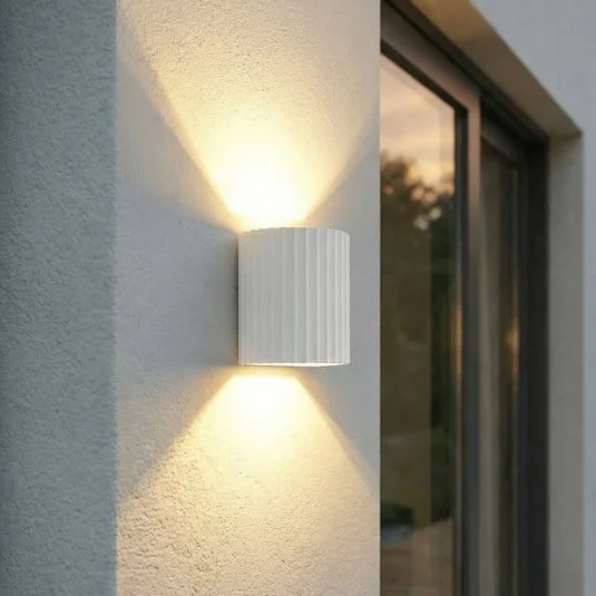 Aplique LED para exterior Lindby Ralino, blanco, 2 luces, IP65