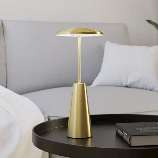 Lámpara LED recargable Piccola, color latón, altura 28 cm, IP54