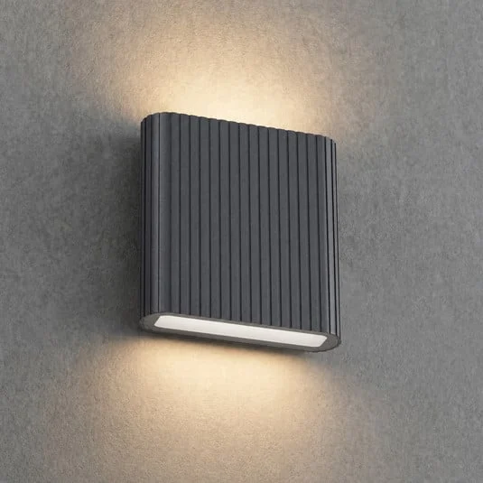 Aplique LED para exterior Lucande Raija, color antracita, altura 19 cm, CCT