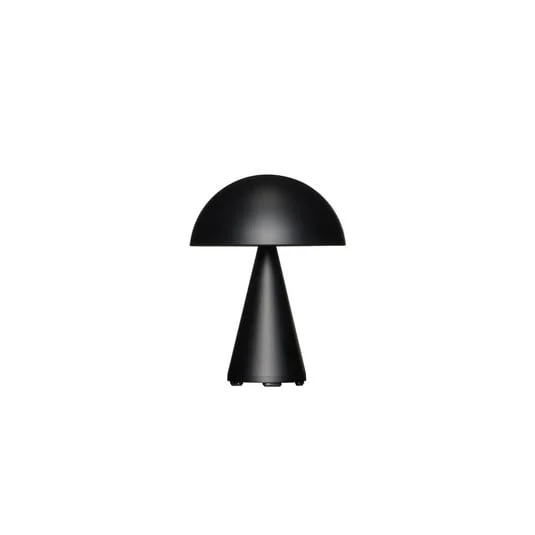 Bonita lámpara de mesa LED recargable Mush, negro mate, altura 20 cm