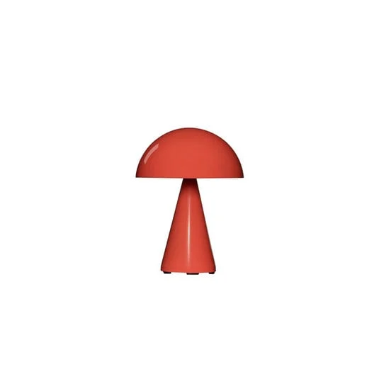 Bonita lámpara de mesa LED recargable Mush, rojo claro, altura 20 cm