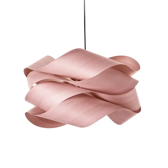 Lámpara colgante Link de LZF, rosa claro/color níquel, Ø 46 cm, madera
