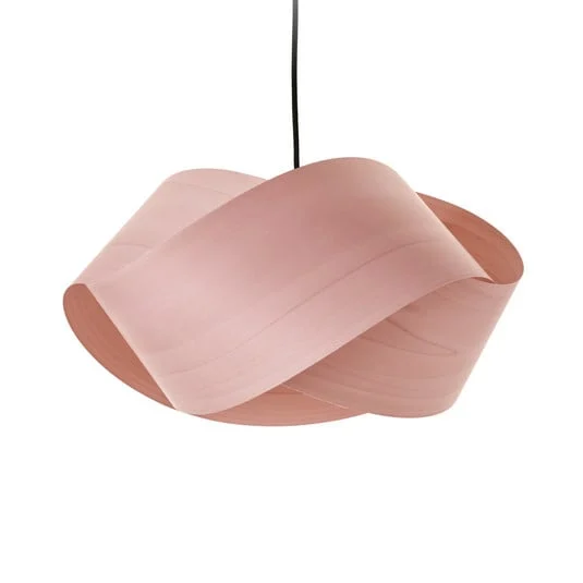 LZF Lámpara colgante Nut, rosa claro/color níquel, longitud 42 cm Madera