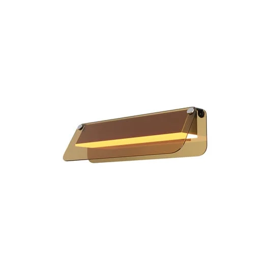 Aplique de pared LED FLAT, ámbar/latón, ancho 30 cm, vidrio/metal