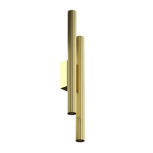 Aplique de pared LED Calipso, latón, altura 49 cm, metal, 4 luces.